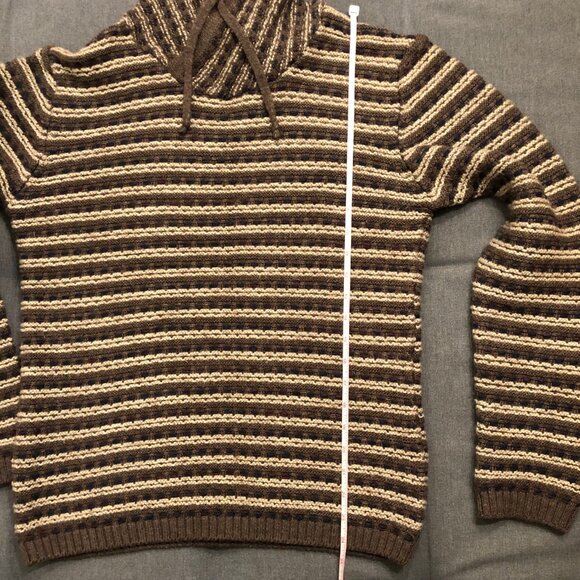 Men's MCL Brown Striped Collared Sweater - Size EU XL - Picture 4 of 6